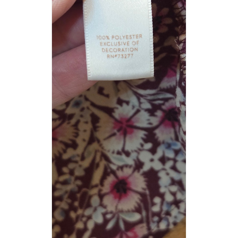 LC Lauren Conrad Burgundy Floral Square Neck Peasant Blouse XXL 400558935890 - Picture 3 of 5